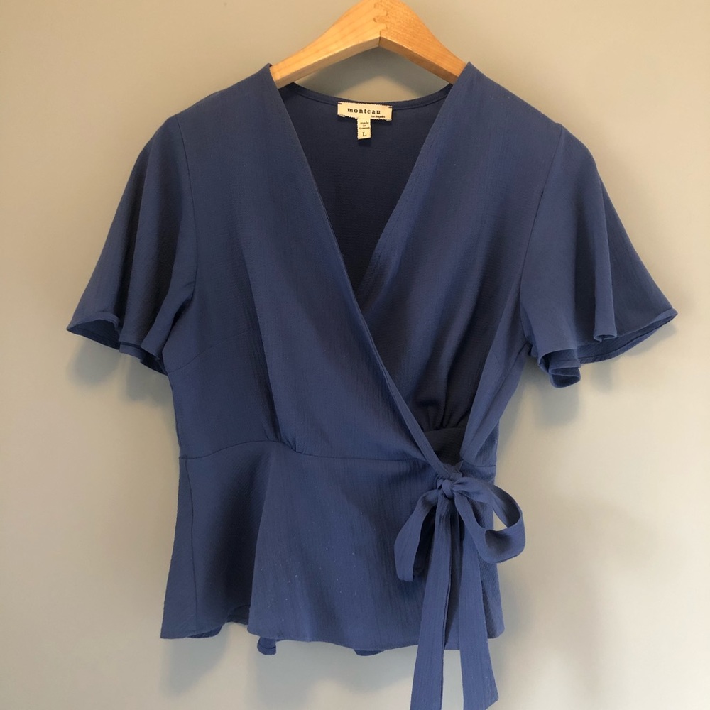 Monteau Blue aside-Tie Shirt